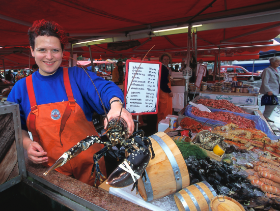 The abundant fish market of Bergen, Norway