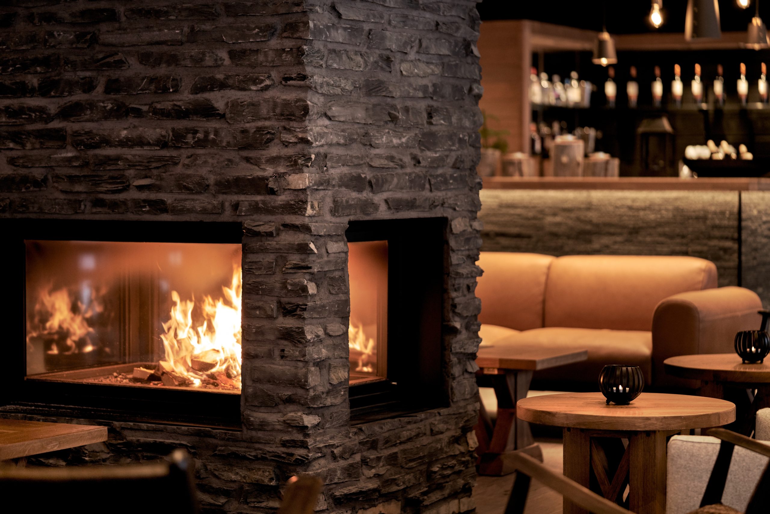 Enjoy a drink or two from the cosy bar at the Northern Lights Village