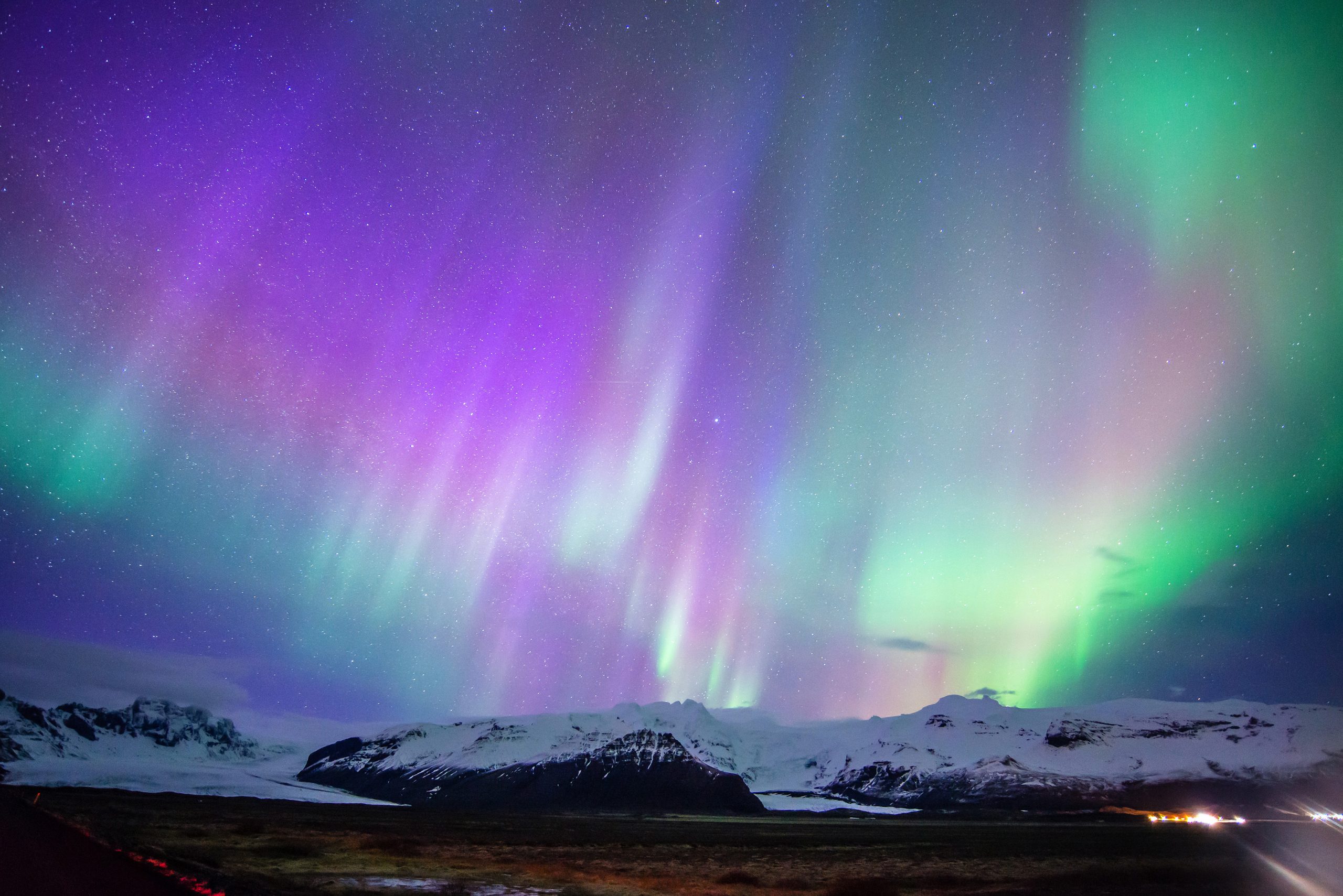 Aurora display in Skaftafell, Iceland