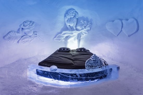 Snow room Suite at the Icehotel. The  designs change every year!