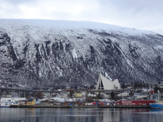 A view across the Tromso Sound to the Arctic Cathedral (photo credit Karen Kerr)