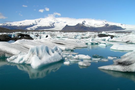 Jokulsarlon glacial lagoon with ice bergs