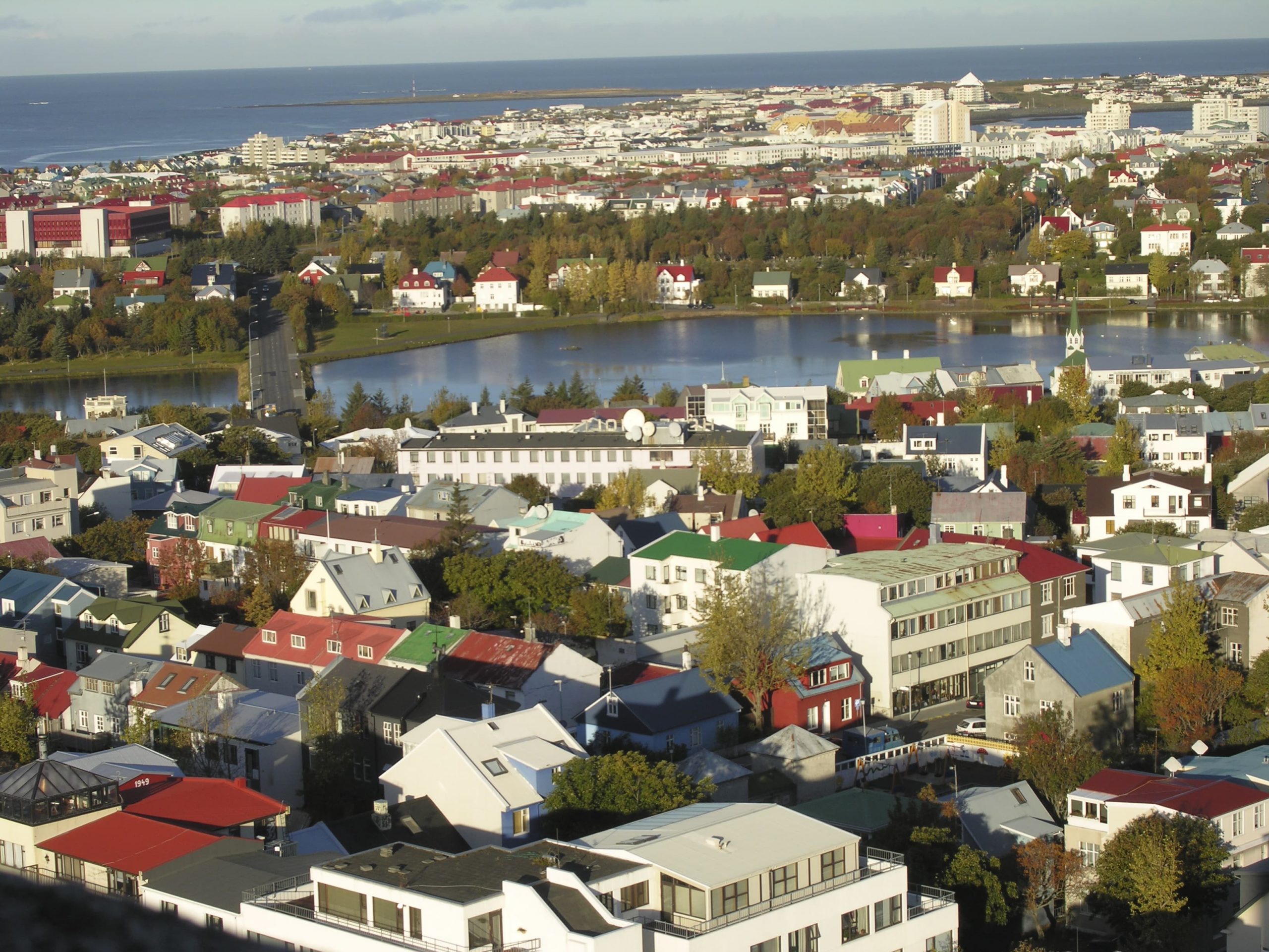 Aerial view of Iceland's charming capital city, Reykjavik,, Iceland