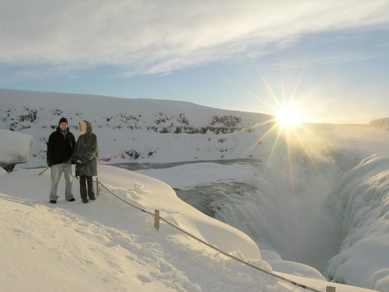 The beauty of Gullfoss Waterfall in the wintertime, Iceland