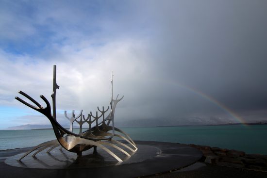 The Sun Voyager (Sculpture by Jón Gunnar Árnason) in Reykjavik