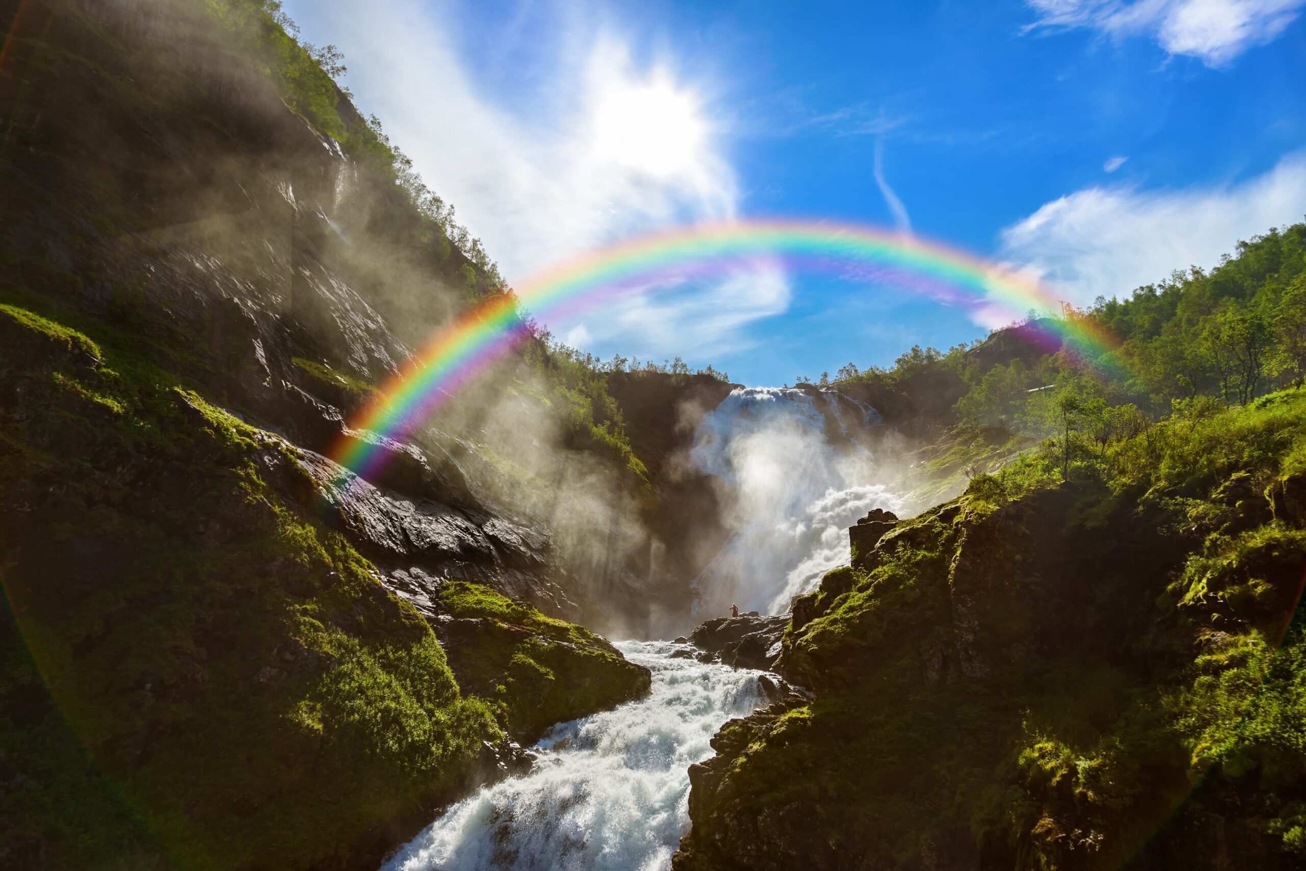 The Flamsbana stops at Kjosfossen Waterfall